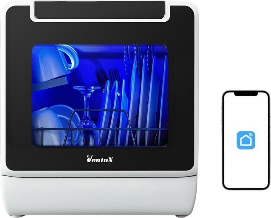 Ventux Mini Vaatwasser Inc.App Camping Vaatwasser Mini Vaatwasser met 8 Programs Kleine Vaatwasser Mini Afwasmachine Portable Vaatwasser Draagbare Vaatwasser Tafelvaatwasser Smalle Vaatwasser - Foto 4