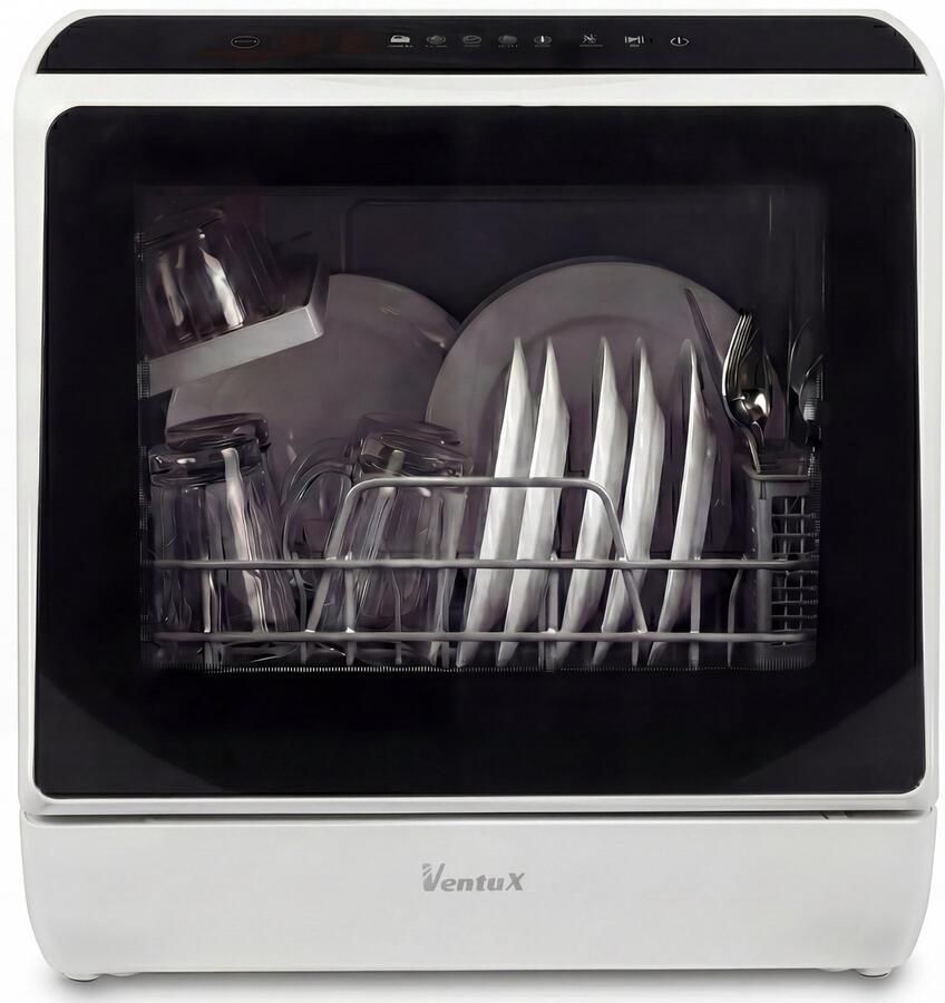 Ventux Mini Vaatwasser Incl. App – Afwasmachine – 5 Programma s – 900 Watt – 42 5 x 42 8 x 45 8 cm Wit - Foto 2