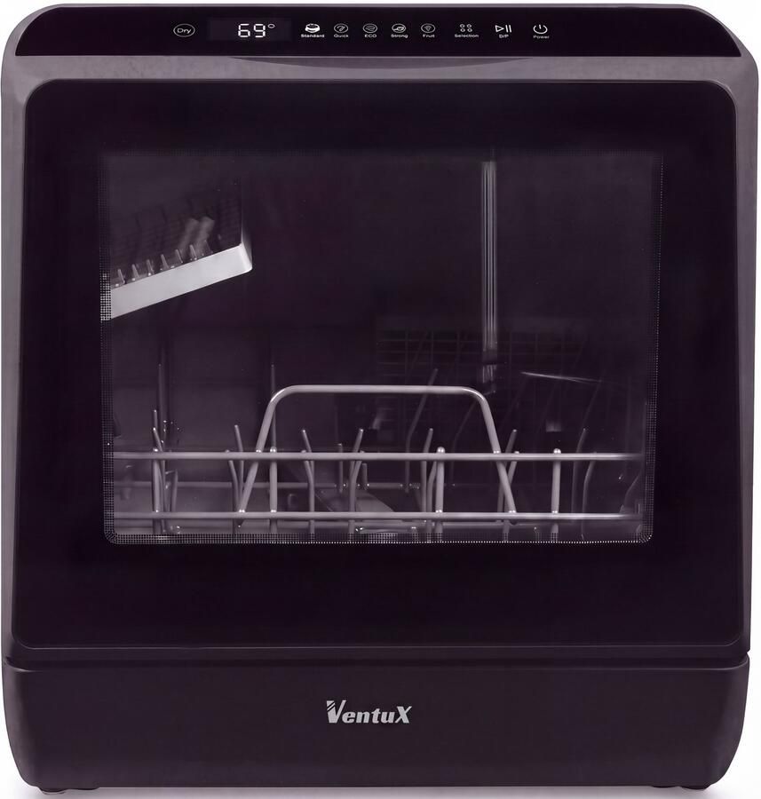 Ventux Mini Vaatwasser Incl. App – Afwasmachine – 5 Programma s – 900 Watt – 42 5 x 42 8 x 45 8 cm Zwart - Foto 2