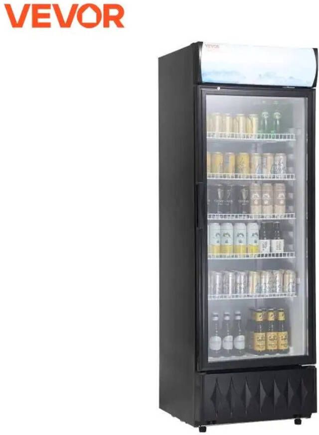 Vevor™ MazrekuHome Koelkast Professionele koelkast met glazen deur Perfect voor bier en drank Horeca of voor thuis Met LED verlichting
