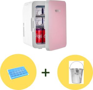 Vevor minibar koelkast extra incl mini ijsemmer overal draagbaar 10 Liter -extra ijsblokjesvorm- -Warm & koel functie- Roze