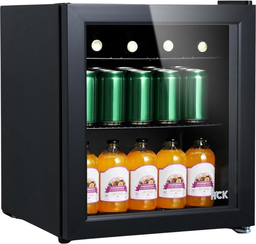 Vin Professionele Horica Minibar Koeling – Wijnkoelkast 48L – Flessenkoelkast met Glazen Deur – Mini Koelkast met Glazen Deur – Kleine Drankenkoelkast – 2 Opslagniveaus – Minibar F