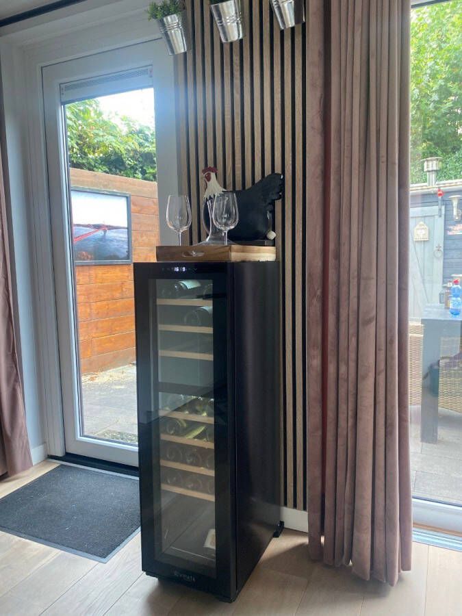 Vinata Premium Wijnklimaatkast Vrijstaand koelkast Zwart Wijnkoelkast 27 flessen 111 x 34.5 x 48 cm Wijnkast glazen deur