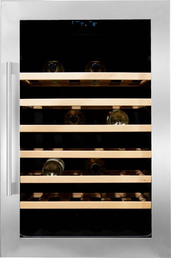 Vinata Premium Wijnklimaatkast Inbouw koelkast RVS Wijnkoelkast 48 flessen 88.5 x 59x 55.8 cm Wijnkast glazen deur