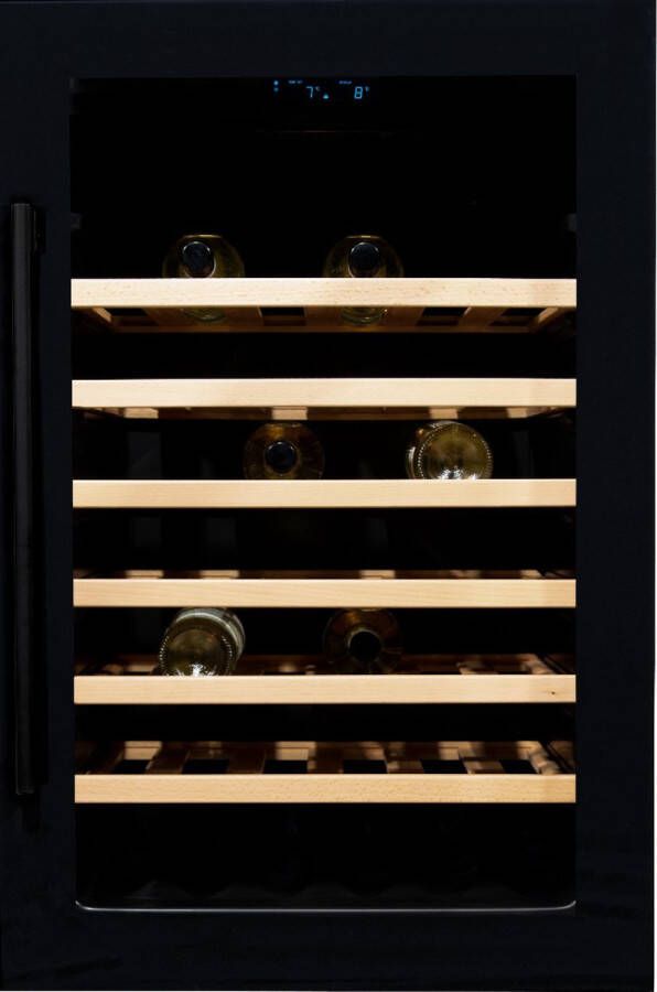 Vinata Premium Wijnklimaatkast Inbouw koelkast Zwart Wijnkoelkast 48 flessen 88.5 x 59x 55.8 cm Wijnkast glazen deur