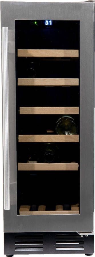 Vinata Premium Wijnklimaatkast Vrijstaand en Onderbouw koelkast RVS Wijnkoelkast 18 flessen 82 x 29.5 x 57.5 cm Wijnkast glazen deur