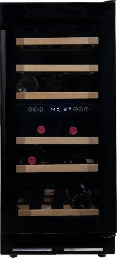 Vinata Premium Wijnklimaatkast Vrijstaand en Onderbouw koelkast Zwart Wijnkoelkast 32 flessen 84.6 x 38 x 58.5 cm Wijnkast glazen deur