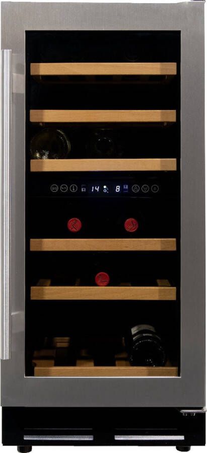 Vinata Premium Wijnklimaatkast Vrijstaand en Onderbouw koelkast RVS Wijnkoelkast 32 flessen 84.6 x 38 x 58.5 cm Wijnkast glazen deur - Foto 1