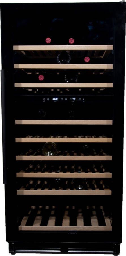 Vinata Premium Wijnklimaatkast Vrijstaand koelkast Zwart Wijnkoelkast 110 flessen 131 x 59.8 x 68.5 cm Wijnkast glazen deur