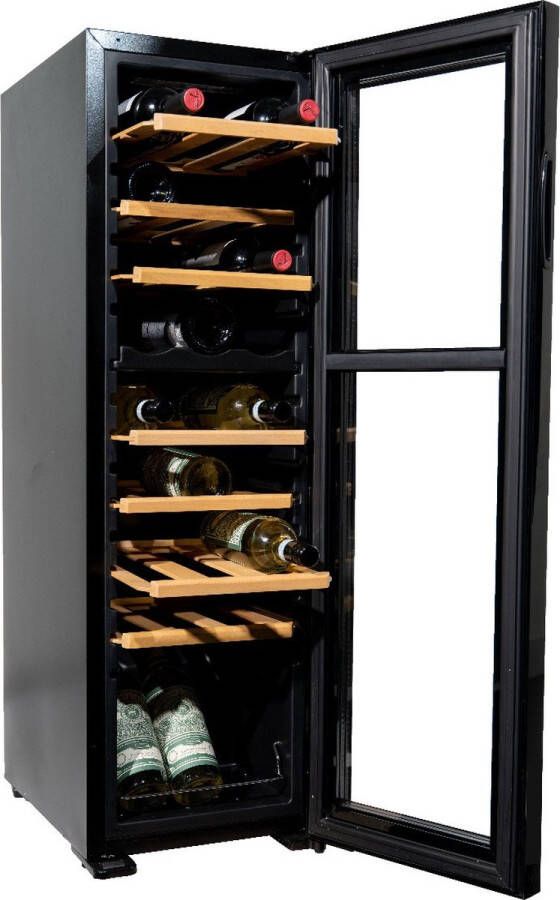 Vinata Premium Wijnklimaatkast Vrijstaand koelkast Zwart Wijnkoelkast 27 flessen 111 x 34.5 x 48 cm Wijnkast glazen deur - Foto 2