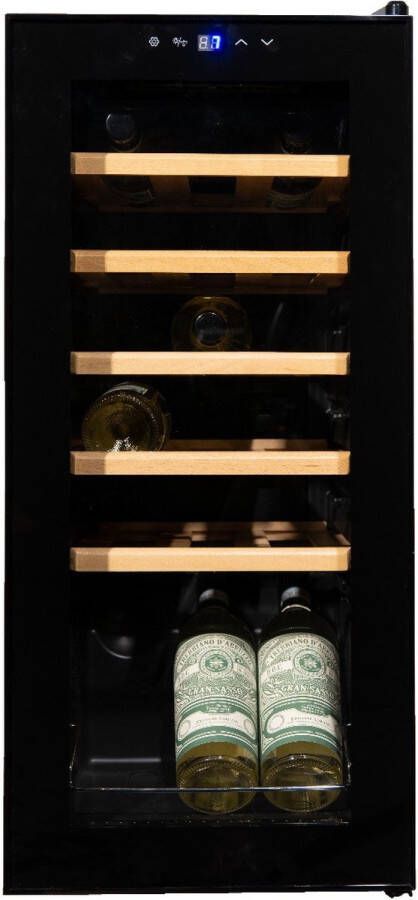 Vinata Premium Wijnklimaatkast Vrijstaand koelkast Zwart Wijnkoelkast 18 flessen 77 x 34.5 x 45 cm Wijnkast glazen deur
