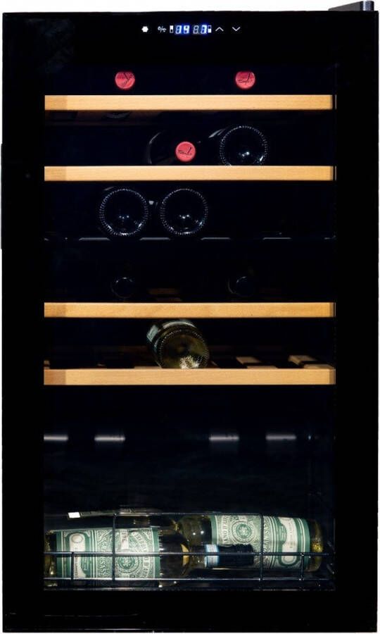 Vinata Premium Wijnklimaatkast Vrijstaand koelkast Zwart Wijnkoelkast 33 flessen 85 x 49.5 x 43 cm Wijnkast glazen deur - Foto 1