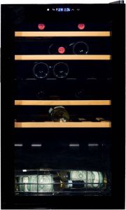 Vinata Premium Wijnklimaatkast Vrijstaand koelkast Zwart Wijnkoelkast 33 flessen 85 x 49.5 x 43 cm Wijnkast glazen deur