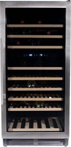 Vinata Premium Wijnklimaatkast Vrijstaand RVS Wijnkoelkast 110 flessen Wijnkast glazen deur