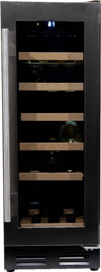 Vinata Premium Wijnklimaatkast Vrijstaand en Onderbouw koelkast RVS Wijnkoelkast 18 flessen 82 x 29.5 x 57.5 cm Wijnkast glazen deur