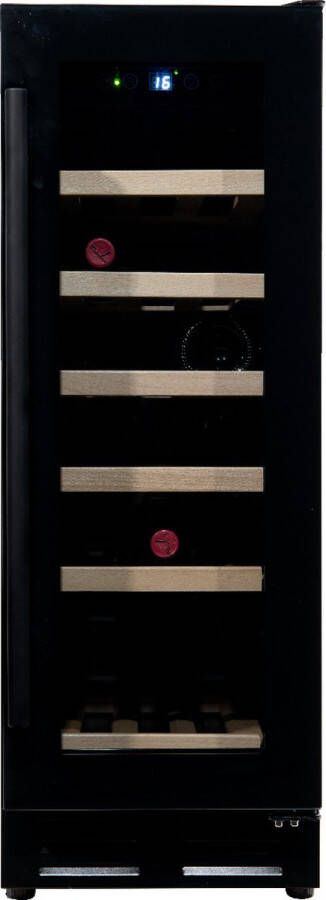 Vinata Premium Wijnklimaatkast Vrijstaand en Onderbouw koelkast Zwart Wijnkoelkast 18 flessen 82 x 29.5 x 57.5 cm Wijnkast glazen deur