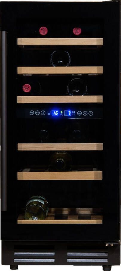 Vinata Premium Wijnklimaatkast Vrijstaand en Onderbouw koelkast Zwart Wijnkoelkast 32 flessen 84.6 x 38 x 58.5 cm Wijnkast glazen deur - Foto 2