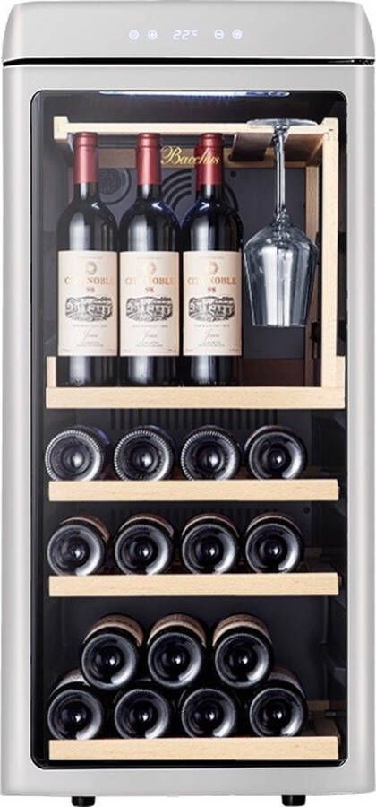 Vinata Premium Wijnklimaatkast Vrijstaand koelkast Zilver Wijnkoelkast 42 flessen 92 x 43.4 x 61.5 cm Wijnkast glazen deur
