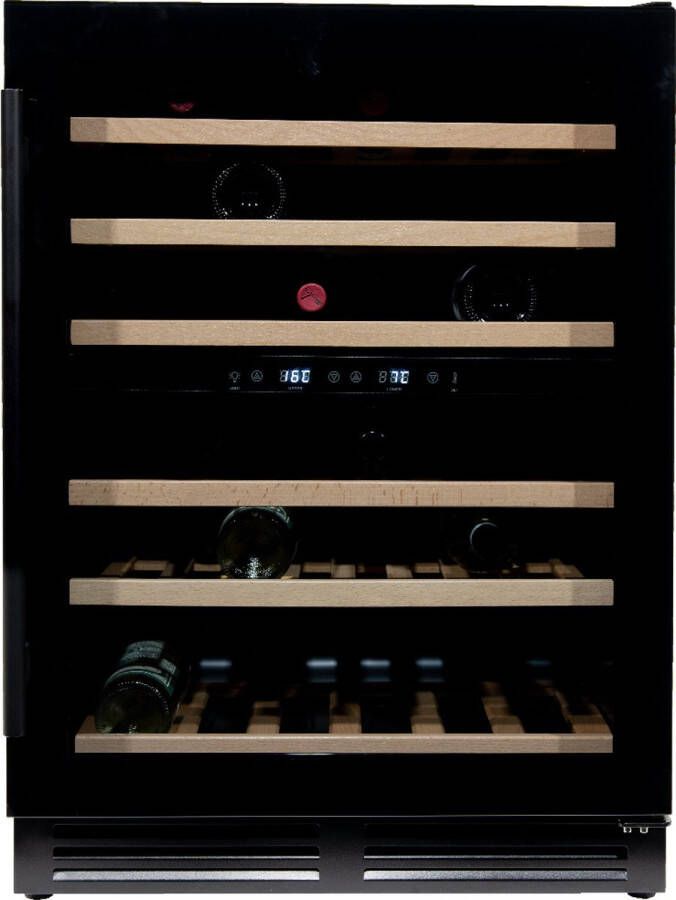 Vinata Premium Wijnklimaatkast Vrijstaand en Onderbouw koelkast Zwart Wijnkoelkast 51 flessen 82 x 59.5 x 58 cm Wijnkast glazen deur - Foto 2
