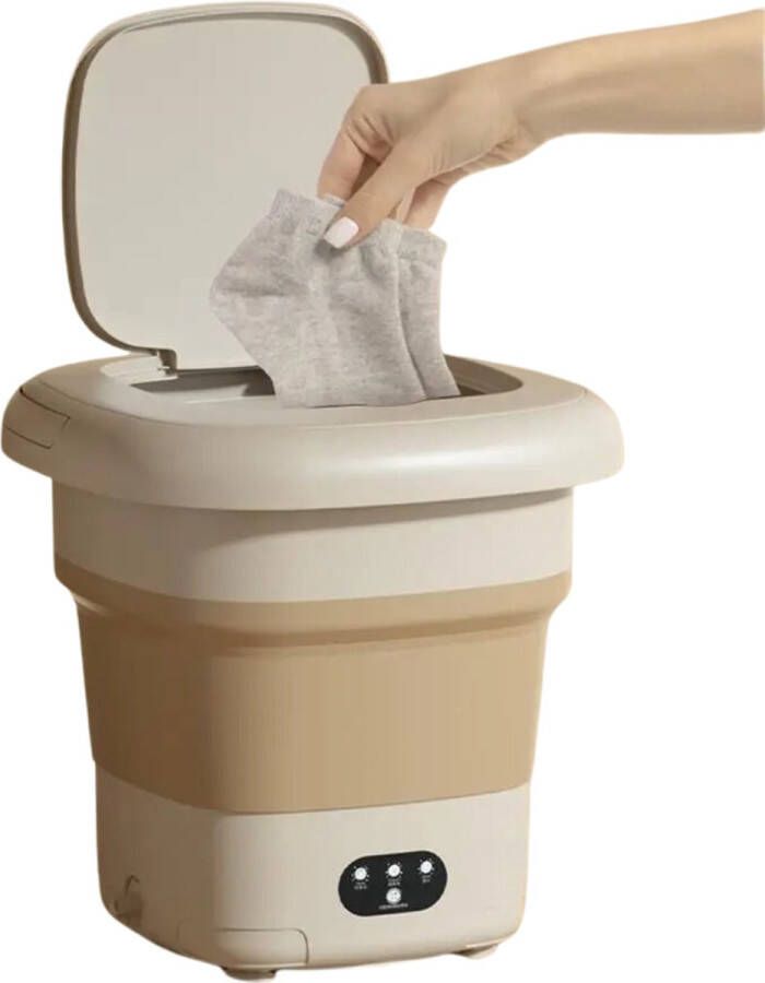 VoordeelVerkenner Mini Draagbare Wasmachine 9 Liter Opvouwbaar Uitrekbaar Camping Campeer Wasmachine Voor Kleine Was Studentenwasmachine Handwasmachine Wasdroger Khaki