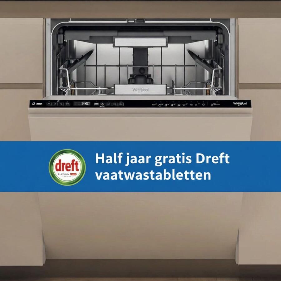Whirlpool W7IHP40LC inbouw vaatwasser Besteklade Automatische deuropening Zeer stille machine met 40 dB(A)!