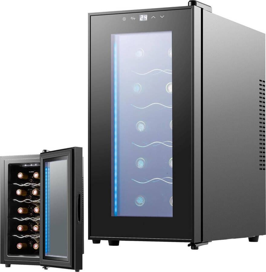 White-Label Wijnkoelkast Wijnklimaatkast Wijnkoeler Flessenkoelkast Zwart