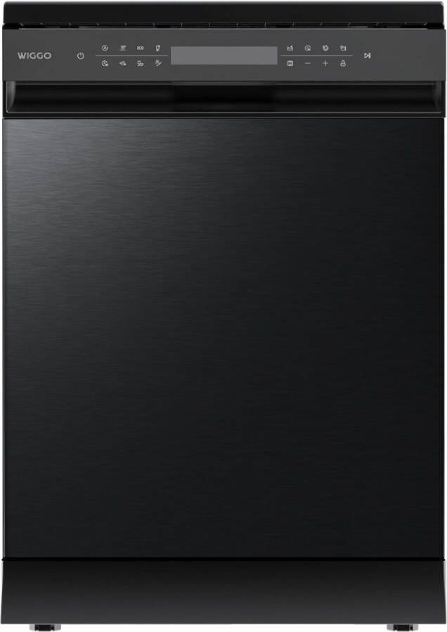 Wiggo WD-F6148B(DX) Vrijstaande Vaatwasser 60cm 14 Couverts 6 wasprogramma's Energielabel B 5 jaar garantie Zwart Rvs