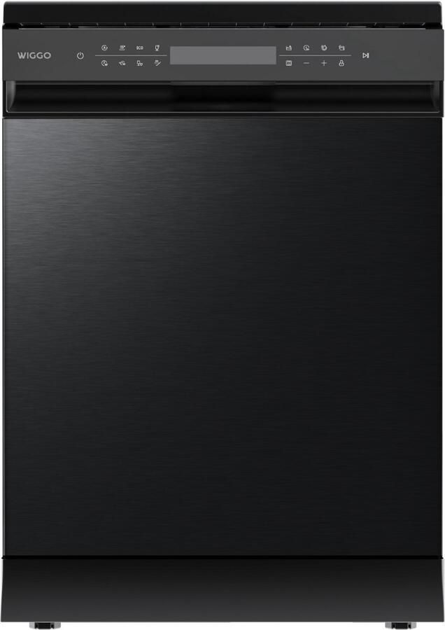 Wiggo WD-F6148B(DX) Vrijstaande Vaatwasser 60cm 14 Couverts 6 wasprogramma's Energielabel B 5 jaar garantie Zwart Rvs
