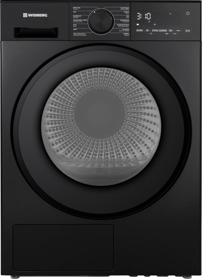 Wisberg WBDR3BB9NB Wasdroger Warmtepompdroger Energieklasse B 9 kg Stoomfunctie