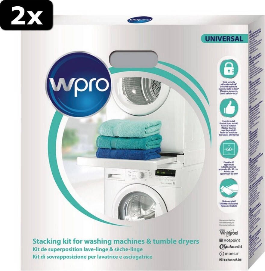 Wpro 2x Whirlpool 484000008436 Stapelset Wasmachine Wasdroger 60 Cm