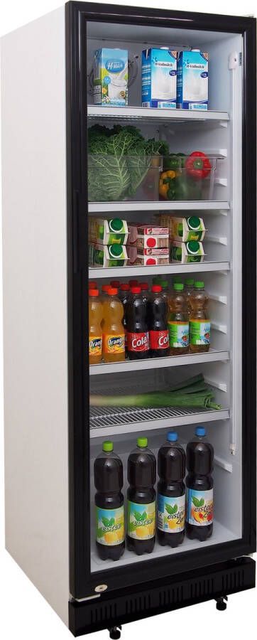 Zorro flessenkoelkast ZK 360 drankkoelkast Wit Zwart met glasdeur 360 liter professionele