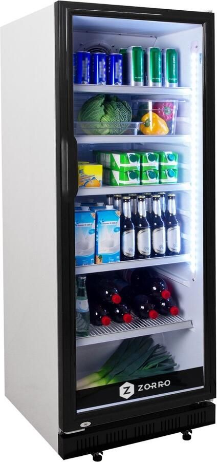 Zorro Drankkoelkast ZK 310 Wit Zwart met glasdeur 310 liter