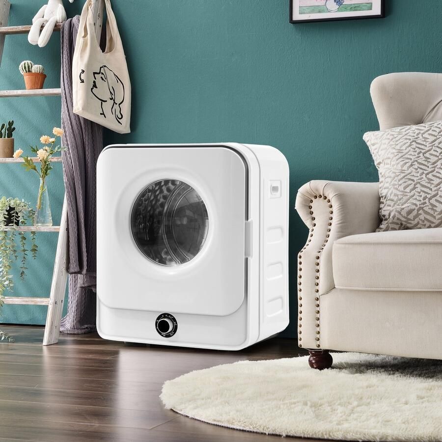 Zubaliya Afvoerdroger 3 Kg Compacte Trommeldroger Met 5 Programma's Oververhittingsbeveiliging Wandmontage Wit