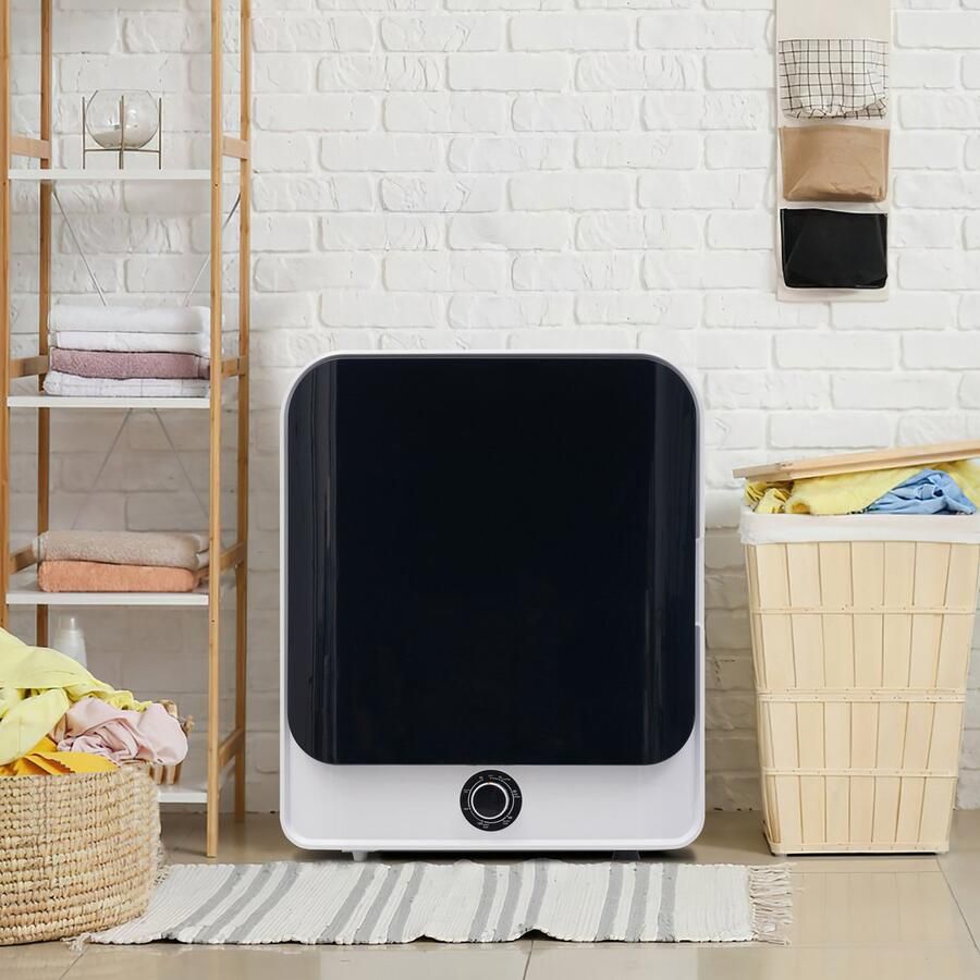 Zubaliya Afvoerdroger 3 Kg Compacte Trommeldroger Met 5 Programma's Wandmontage Oververhittingsbeveiliging Wit