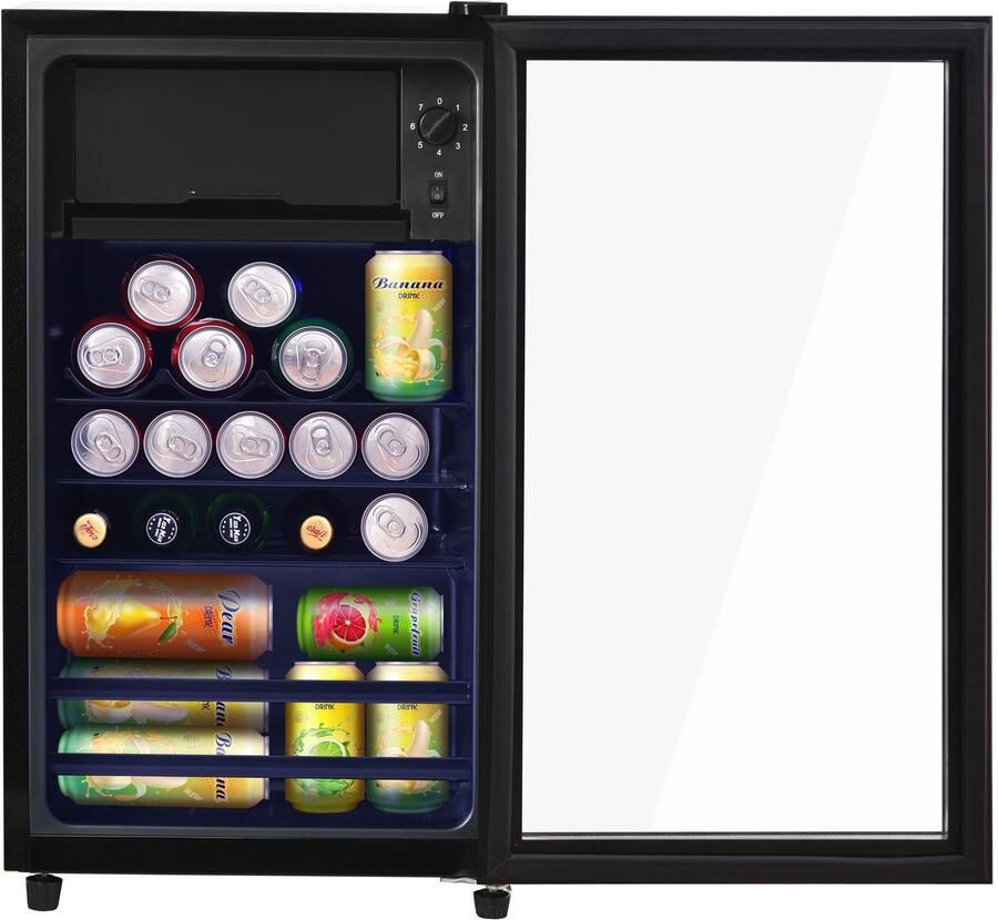 Zubaliya Zwarte Mini Koelkast 76 Liter Met 6 Liter Vriesvak & Verstelbare Planken Energieklasse E & Stil (43 dB) Voor Kantoor En Appartement