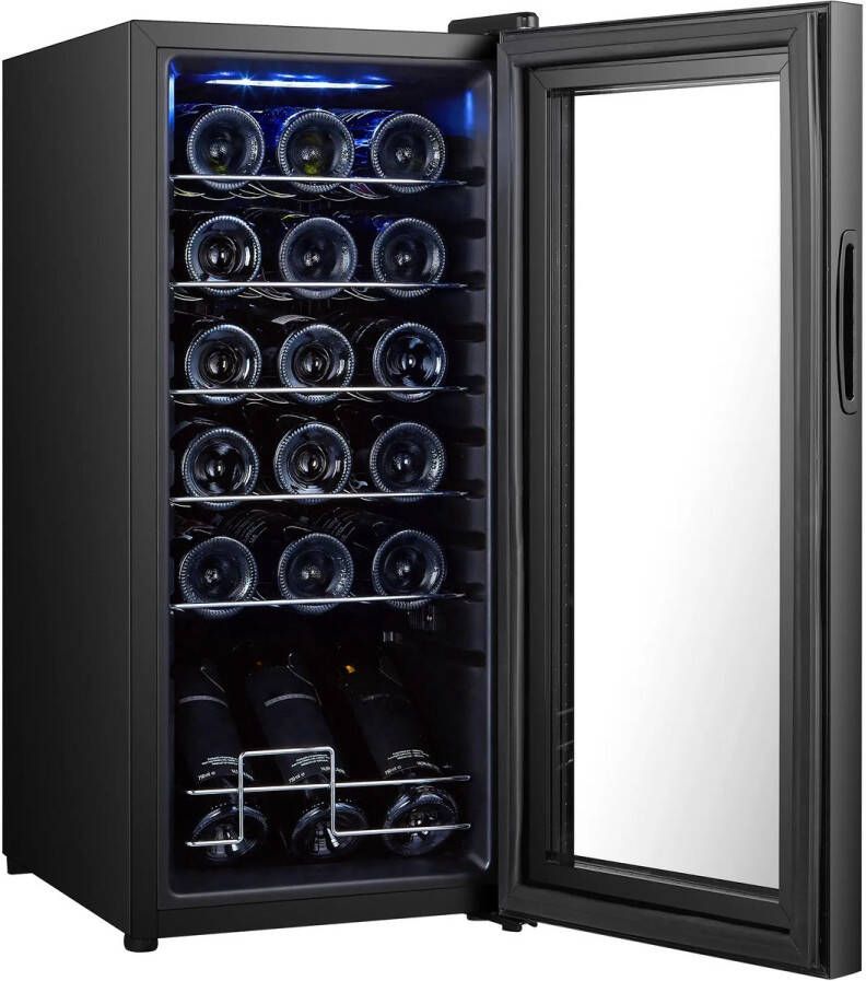ZYLARO premie Wijnkoelkasten voor 18 Flessen Wijnklimaatkoelkast Vrijstaand Instelbare Temperatuur van 5°C tot 18°C met Touchscreen en verlichting Zwart