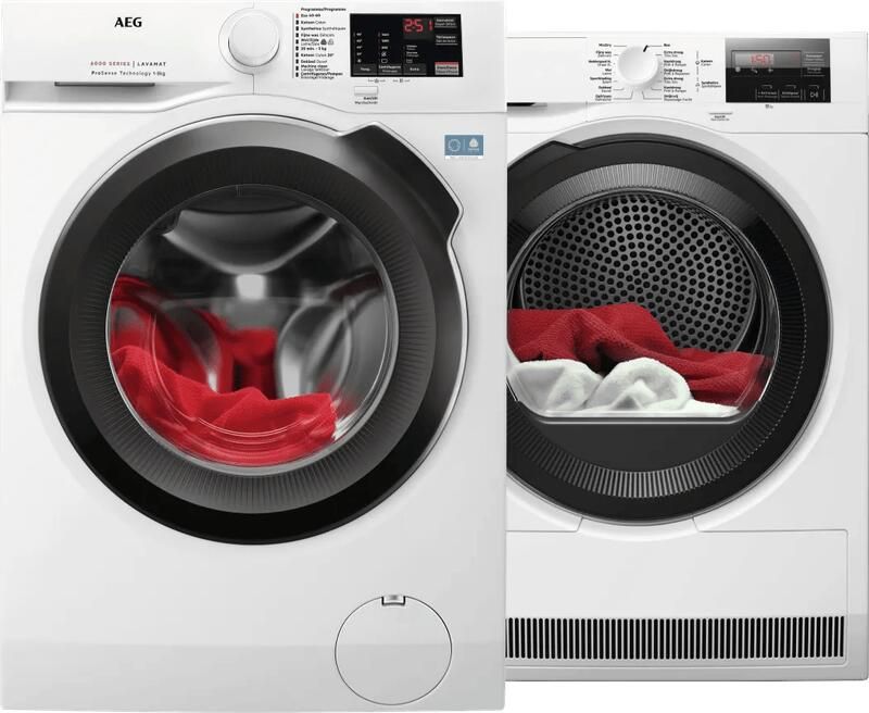 AEG LF62CB86 ProSense + TR72CWZ84 SensiDry vrijstaande wasmachine voorlader