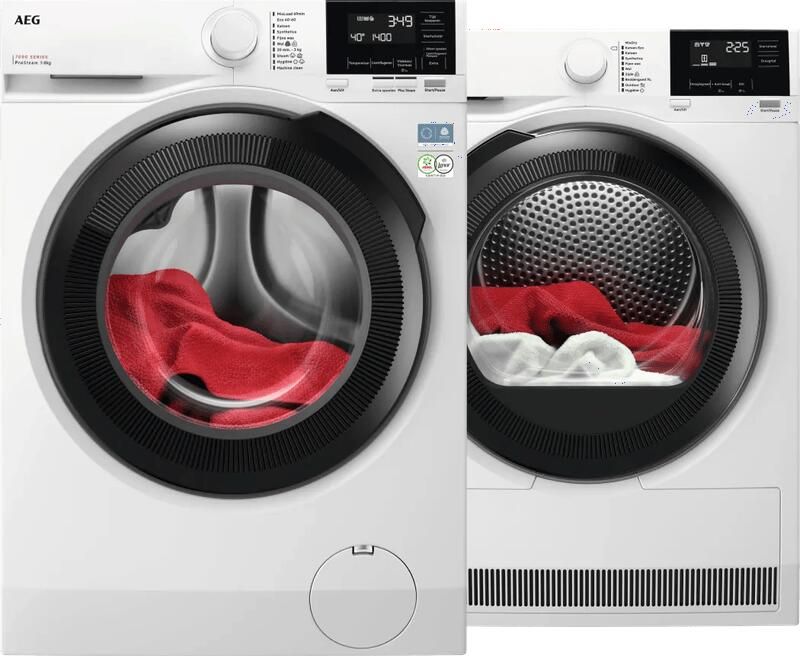 AEG LR73844 ProSteam + TR7386T4B SensiDry vrijstaande wasmachine voorlader