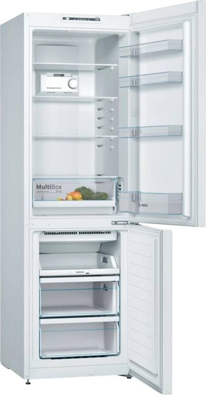 Bosch KGN36NWEA Serie 2 Koel-vriescombinatie Total No Frost: Nooit meer ontdooien Perfect Fit zet je koelkast strak tegen de wand of in een nis Led verlichting Wit