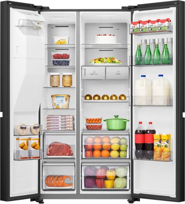 Hisense RS818N4TFC Amerikaanse koelkast Energielabel C Water- & ijsdispenser Metal Cooling No Frost Zwart- Multi-Air Flow Fast Freeze 35dB (A) Inverter Compressor 632 Liter - Foto 1