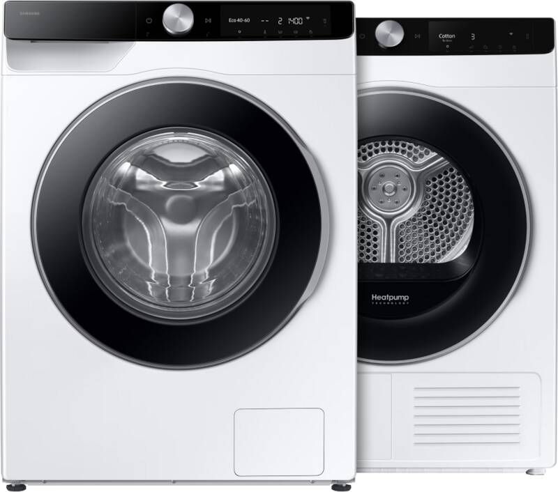 Samsung WW90DG6U85LKU3 AI Wash + DV90T6240LK S2 vrijstaande wasmachine voorlader