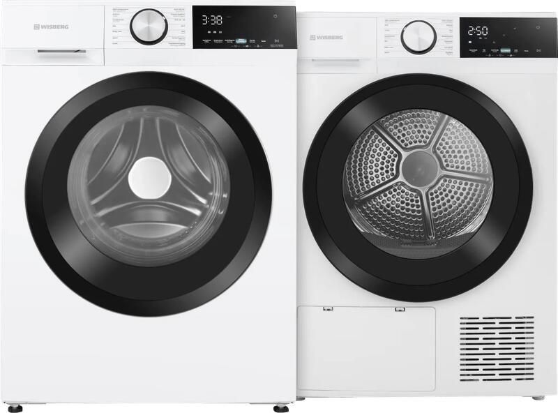 Wisberg WBWM1A3W8NB HygienicSteam + WBDR1BW8NB SwiftDry vrijstaande wasmachine voorlader