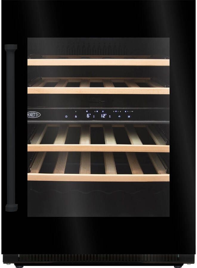 Boretti MLWC82GRZW Wijnklimaatkast inbouw 82cm onderbouw 2 temperatuurzones Deurhoogte 780mm met greep zwart glas - Foto 2
