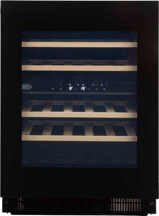 Boretti MLWC82ZGZW Wijnklimaatkast inbouw 82cm onderbouw 2 temp.zones Deurh. 745mm t.b.v. greepl. keukens zwart glas - Foto 2