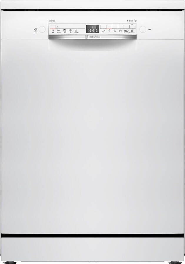 Bosch SMS2HTW02E Serie 2 Vaatwasser Vrijstaande vaatwasser 60 cm Wit Energielabel D Home Connect Extra Droog: optie voor extra grondige droogresultate