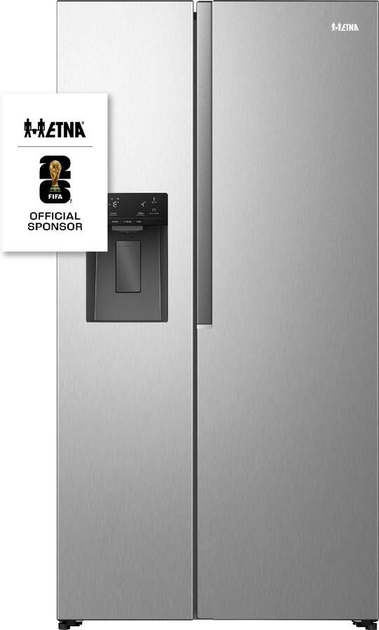 ETNA AKV5178IRVS Amerikaanse koelkast No-Frost 178 cm hoog 528 liter Energielabel E Invriesvermogen 10 kg 24u Geluidsniveau 40 dB LED Display IJs- en waterdispenser SuperCool FastFreeze Deuralarm Multi Airflow – EnergySaving - Foto 2