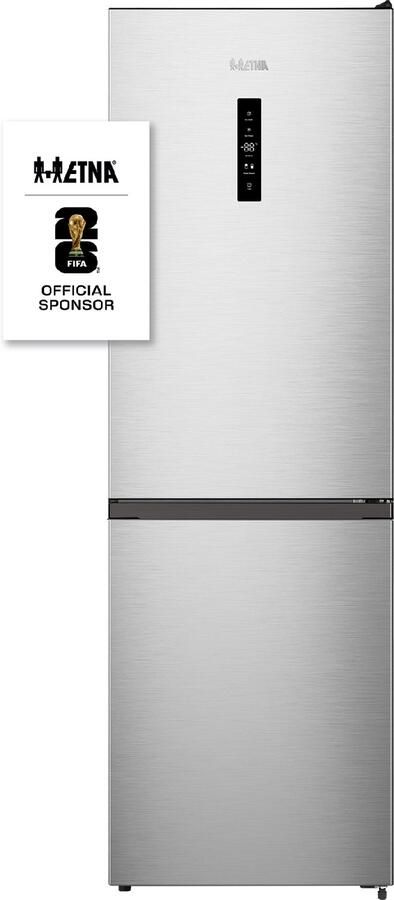 ETNA KCV385NRVS koel-vriescombinatie Vrijstaand 304 l Energieklasse C Roestvrijstaal No-Frost Plus FastFreeze MultiFlow 360° LED verlichting invriescapaciteit 6 kg 24h