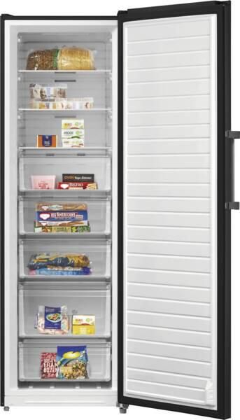 Inventum VR1850B No Frost kastmodel vriezer energiezuinig 272 liter 185 cm hoog Supervriezen Superkoelen Energielabel C Ledverlichting Geschikt voor garage tot -15°C Diepvrieskast Vrijstaand 8 lades vakken Zwart RVS