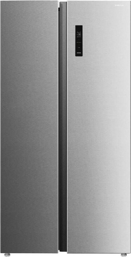 Inventum SKV0178R No Frost energiezuinige Amerikaanse koelkast 555 liter Digitaal led-display IJsblokjesmaker Stil: 37 dB Superkoelen Supervriezen 2 deuren Energielabel D RVS