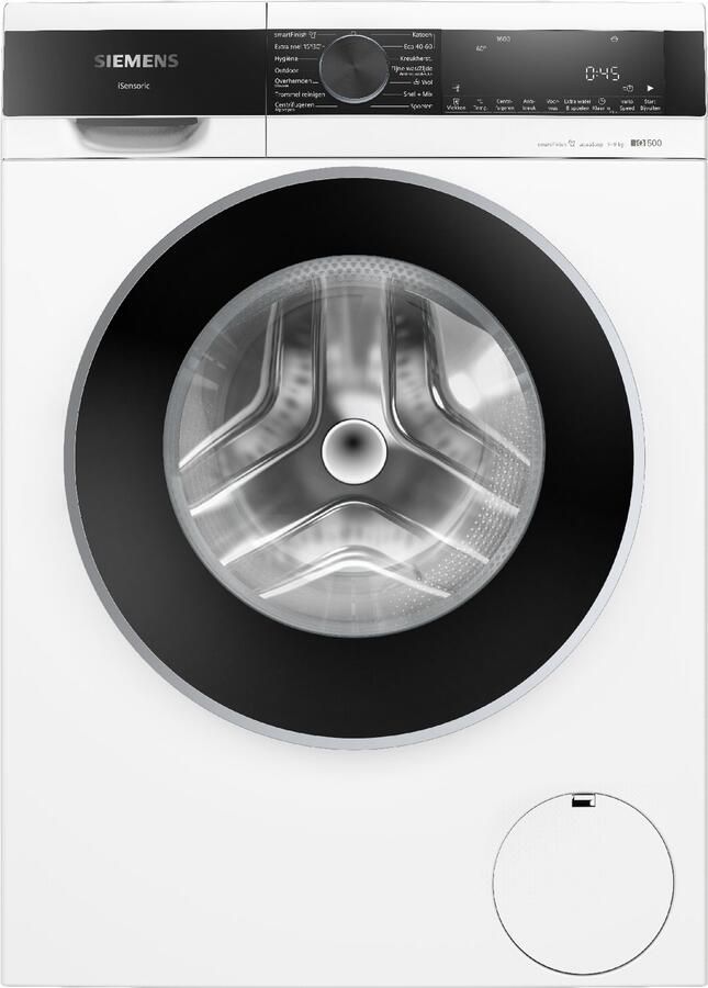 Siemens WG46G2ZKNL iQ500 Wasmachine 9 kg 1600 rpm Energielabel A SmartFinish: vermindert kreukels tot 50% speedPack L: verkort wasprogramma's met varioSpeed